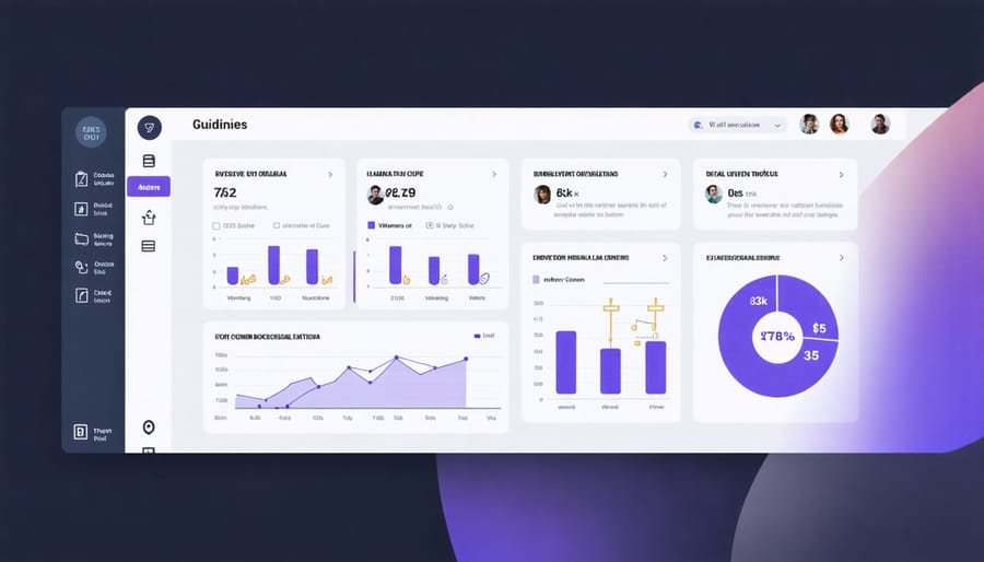 Social media analytics dashboard showing key metrics like engagement rate, reach, and follower growth