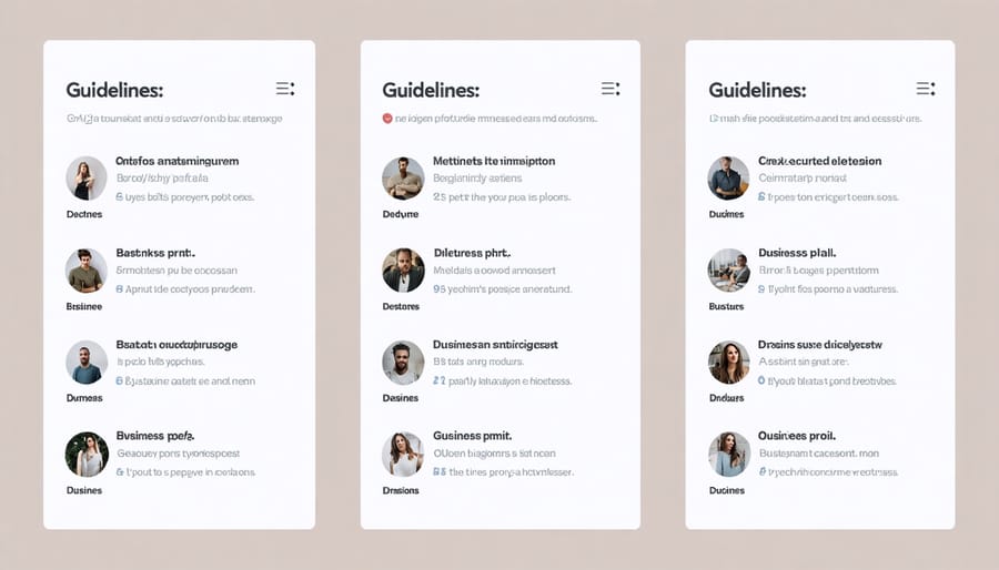 Multiple social media platform interfaces showing business profiles on Instagram, Facebook, and LinkedIn