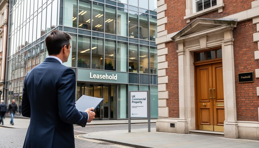 Victorian commercial building facade in UK business district