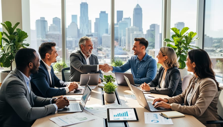 Diverse group of Canadian small business owners collaborating in modern office